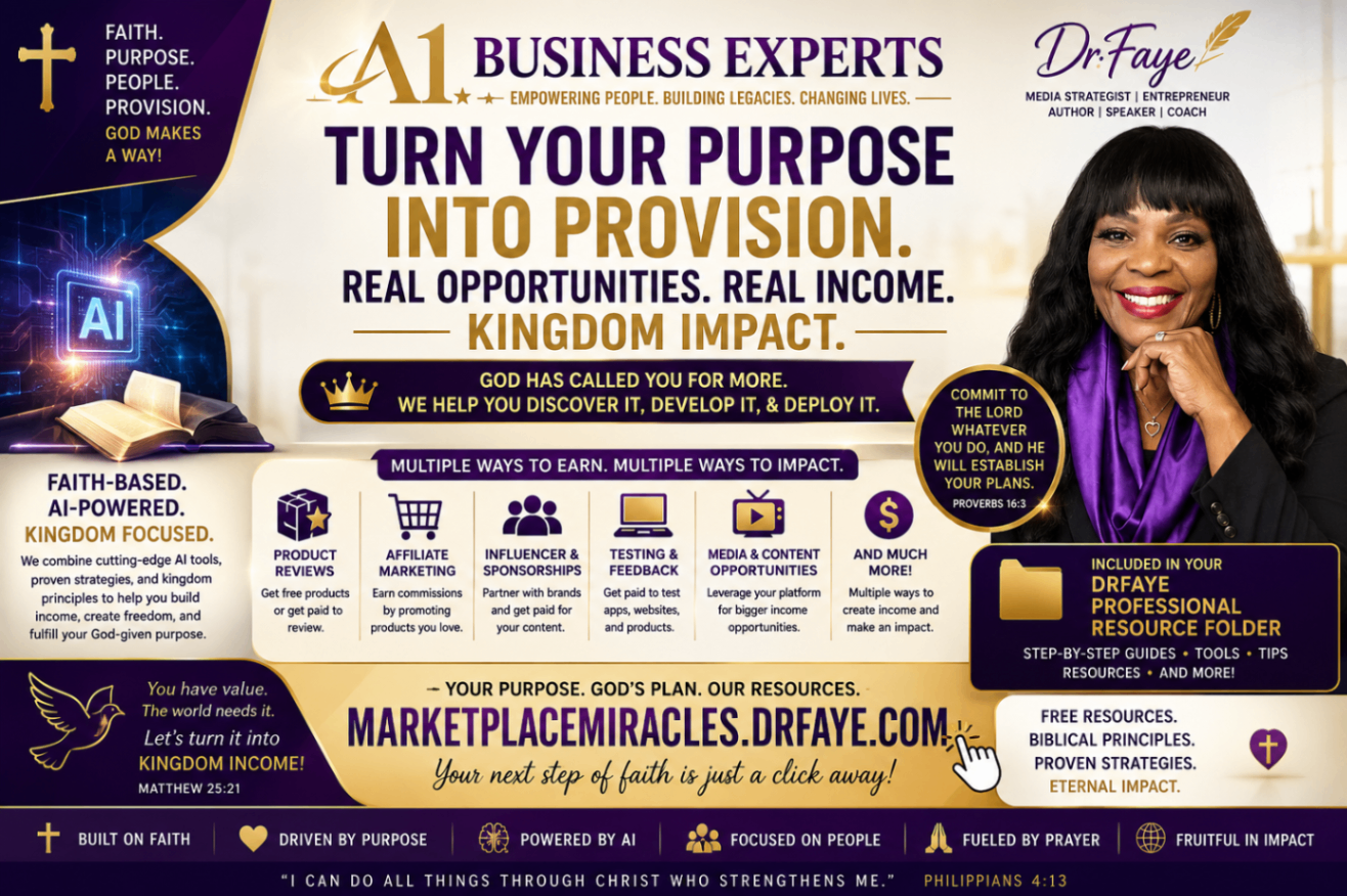 A1 Business Experts — Turn Your Purpose Into Provision. Faith-based, AI-powered Kingdom income resources.